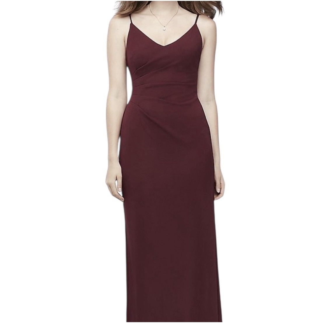 Db Studio Maci Dress Women 12 Burgundy Spaghetti Strap Formal Ruched Deep New